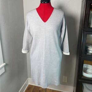 Vince Light Gray Wool Blend V-Neck Sweater Dress Size M